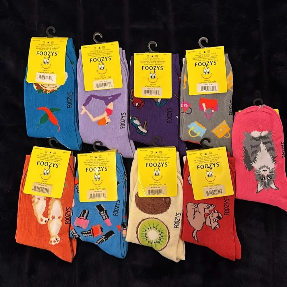 9 Pairs of Foozys Funny Socks size 9-11